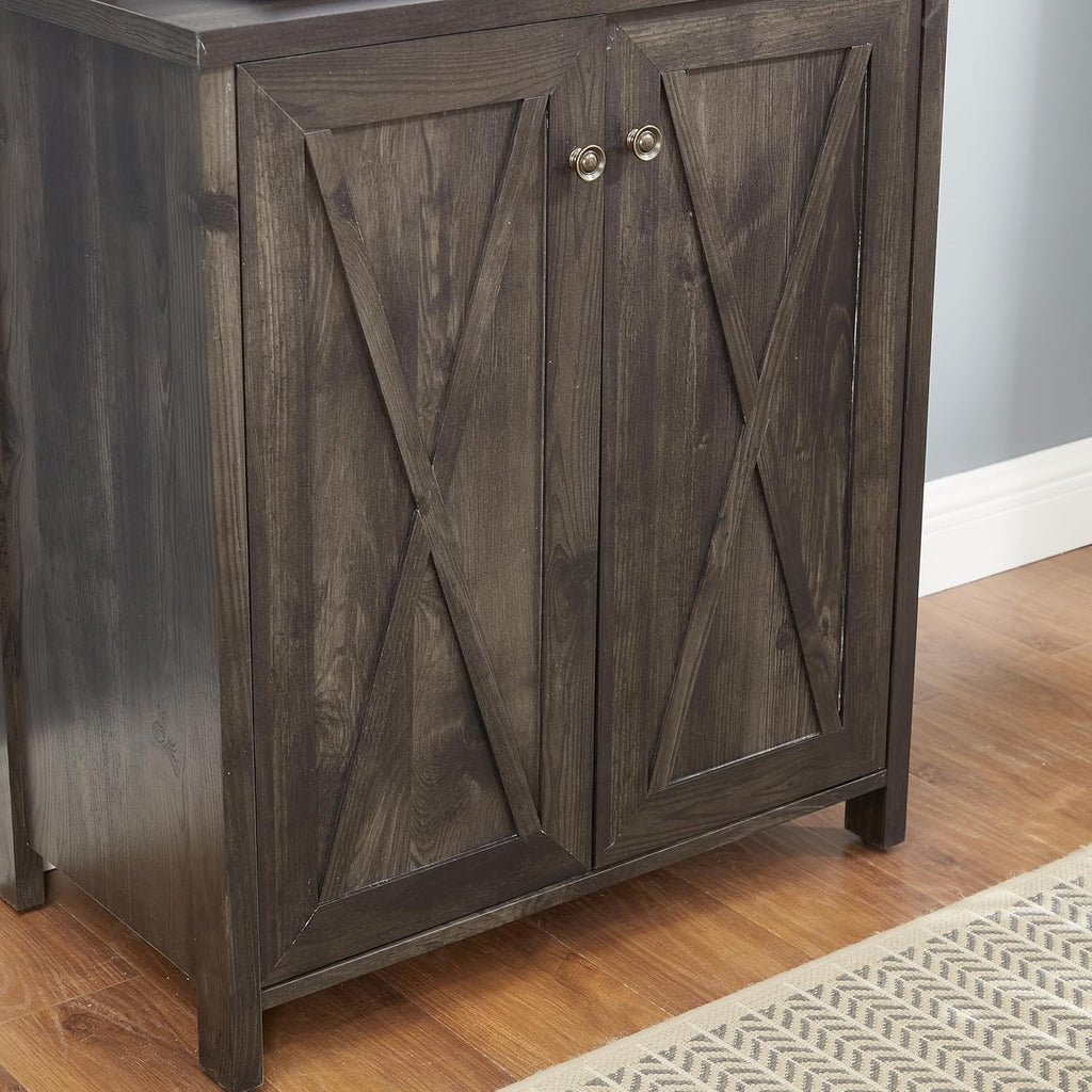 Charcoal Gray Coffee Bar Cabinet with Microwave Stand K48557