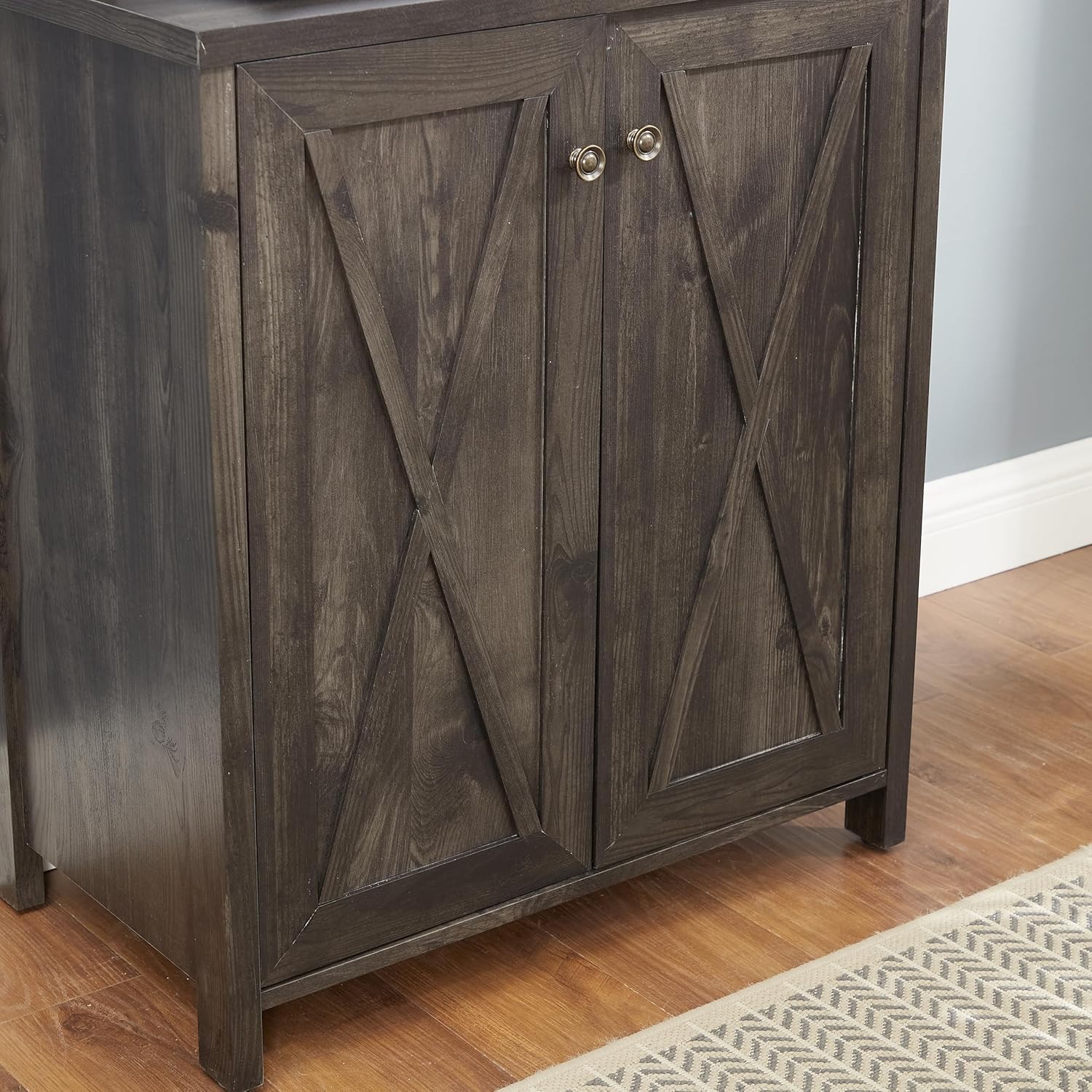 Charcoal Gray Coffee Bar Cabinet with Microwave Stand K48557