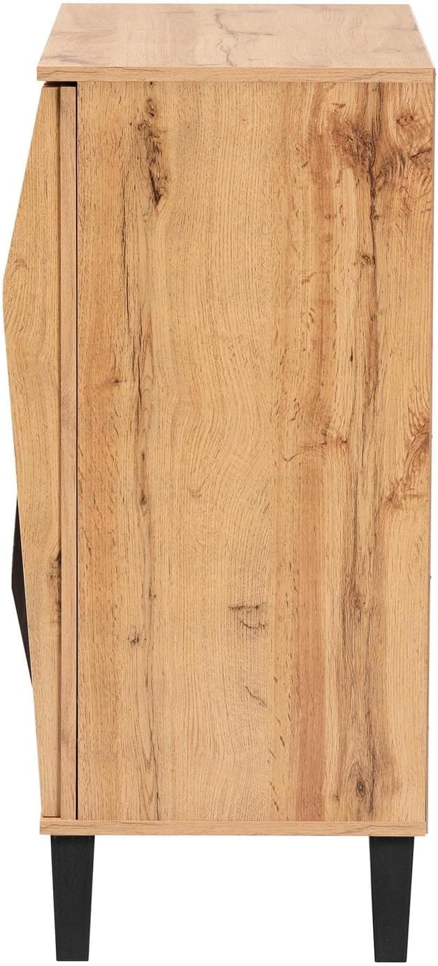 Espresso and Brown Wood 2-Door Storage Cabinet Y288
