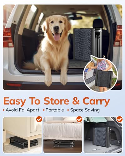 63" Long 17" Wide Folding Pet Ramp with Non-Slip Carpet Surface G959642