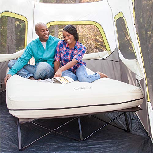 Queen-Size Airbed Cot Combination with Steel Frame & Side Table, Battery Pump Included S9567