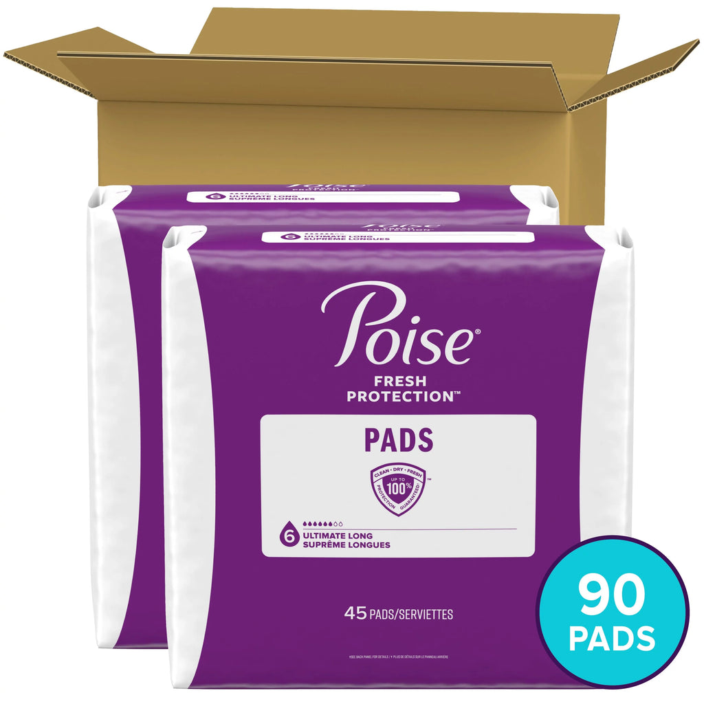 90 Ct 6 Drop Ultimate Absorbency Long Incontinence Pads J35202