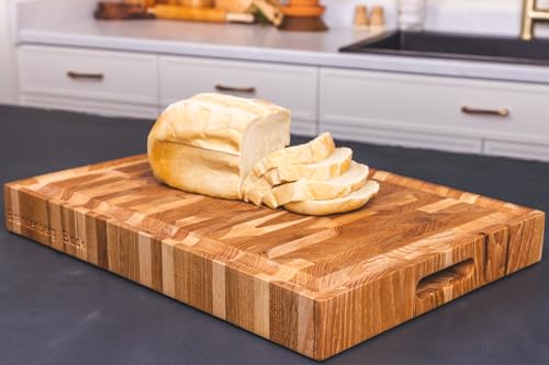 Maple End Grain Cutting Board with Juice Groove, 20 x 14.5 x 2.25 Inches R6547