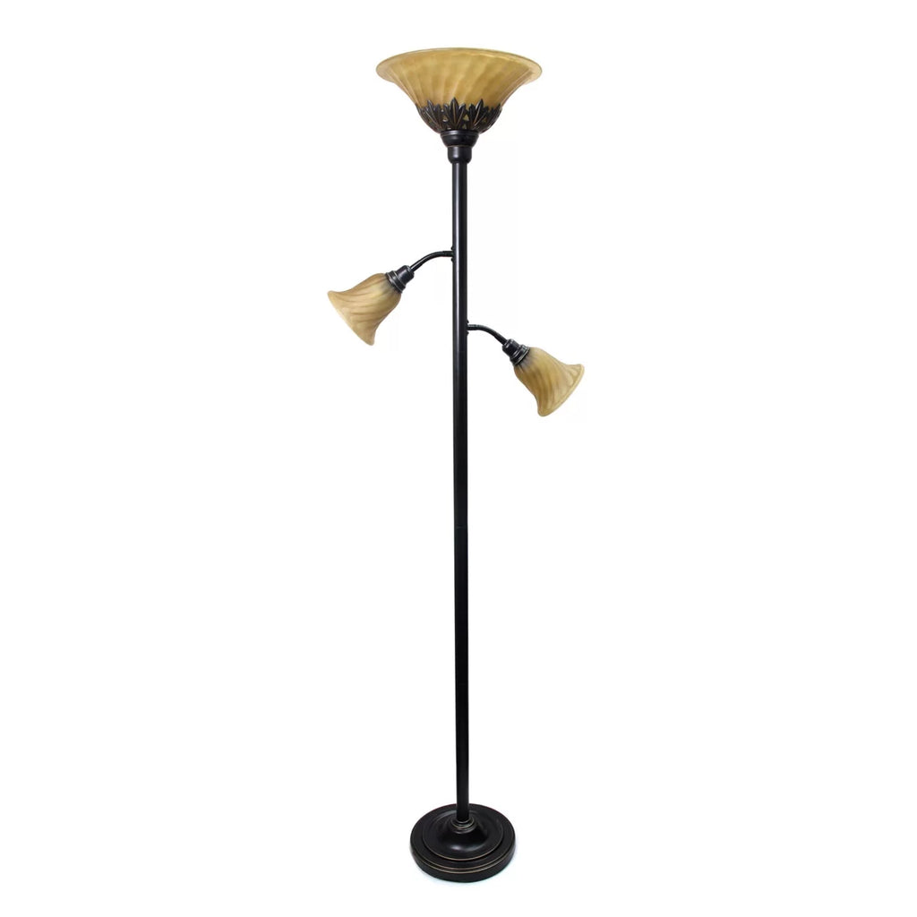 3 Light Floor Lamp with Scalloped Glass Shades X43512