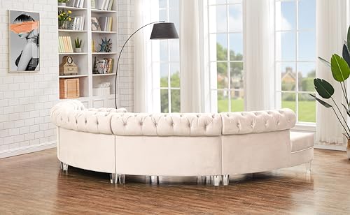Cream Velvet Semi Circular Sofa Sectional D206720