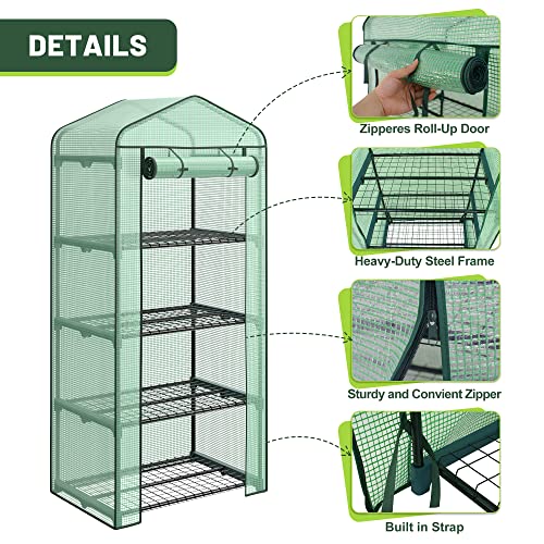 2.3x1.5x5.3 FT 4 Tier Mini Greenhouse with PE Cover E76778