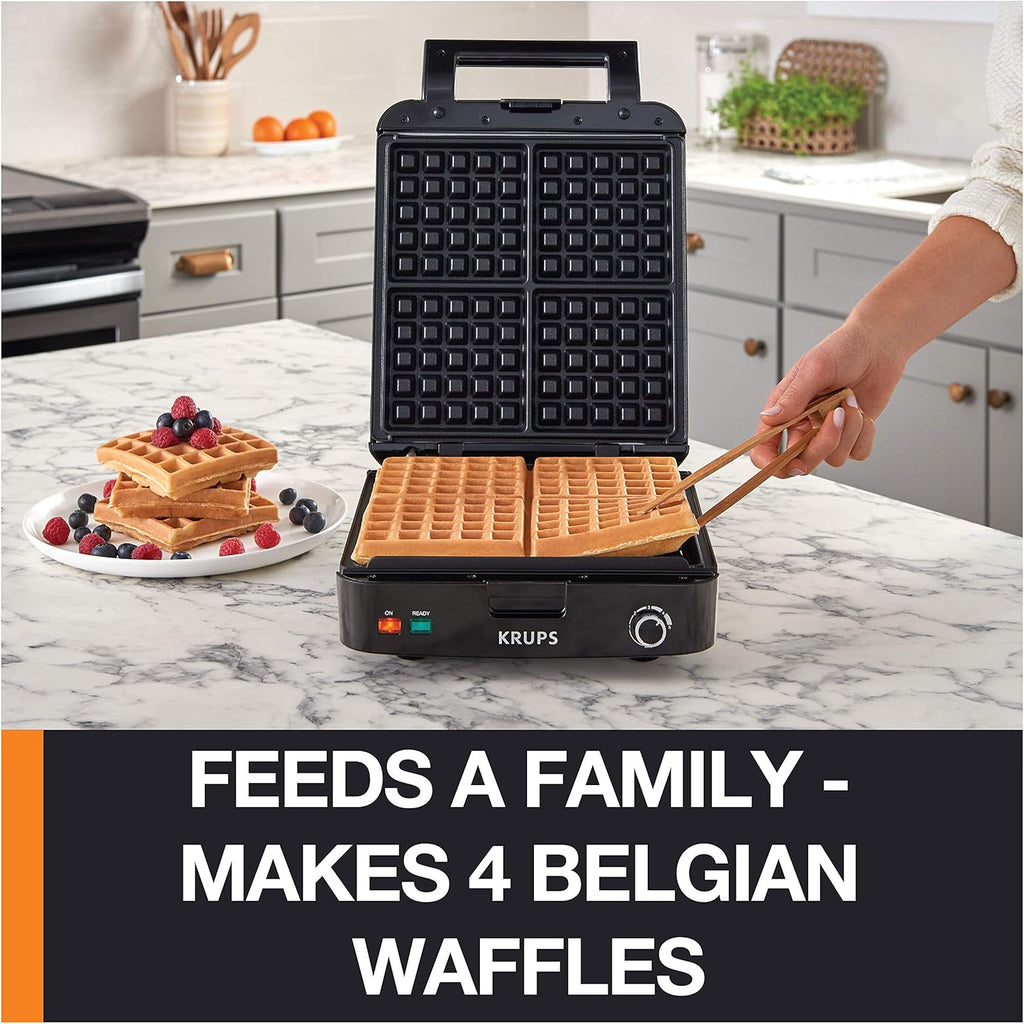 Stainless Steel 4 Slice Belgian Waffle Maker J710129