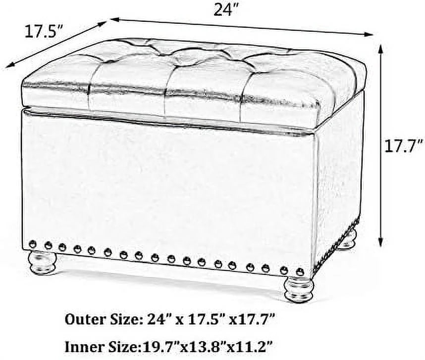 Red Brown Faux Leather Ottoman Bench U480009