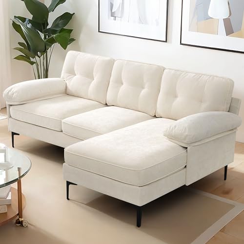 Grey Chenille L-shaped Couch with Reversible Chaise Q181