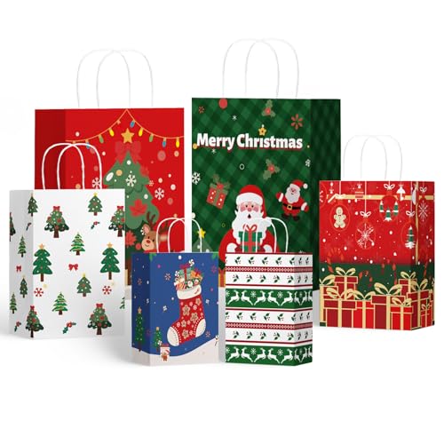 24pcs Assorted Sizes Christmas Gift Bags with Tissue Paper U94026