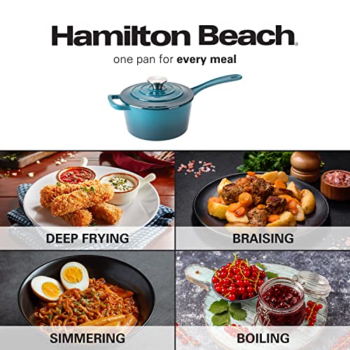 Red Enameled Cast Iron Sauce Pan 2-Quart D12260