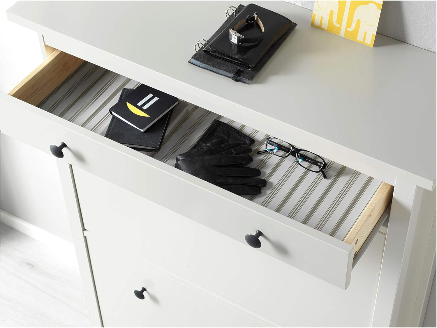 White 2 Compartment Shoe Cabinet H671