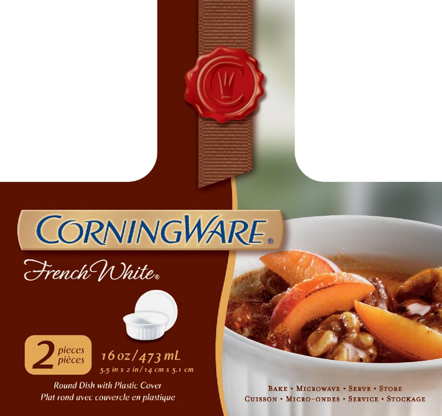 16-Ounce Round Dish with Plastic Cover, Pack of 2 A681125