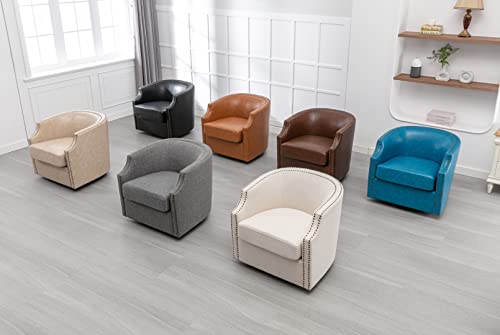Brown Faux Leather Swivel Accent Chair Set of 2 E40700