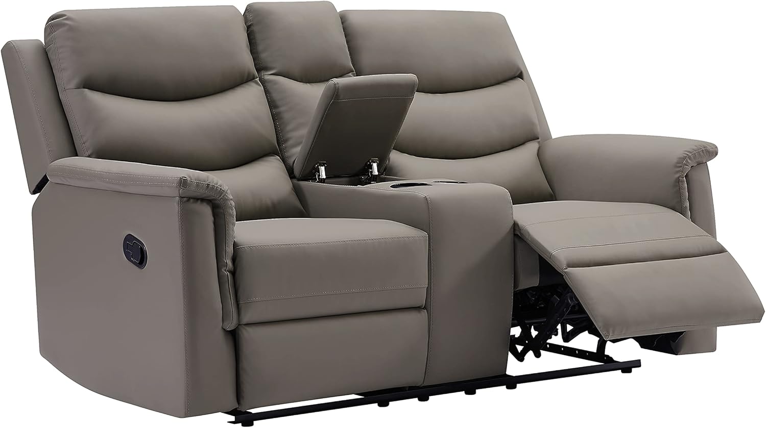 Grey Manual Double Reclining Loveseat Sofa with Storage Console J22193
