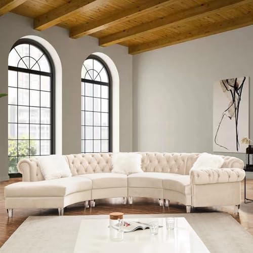 Cream Velvet Semi Circular Sofa Sectional D206720
