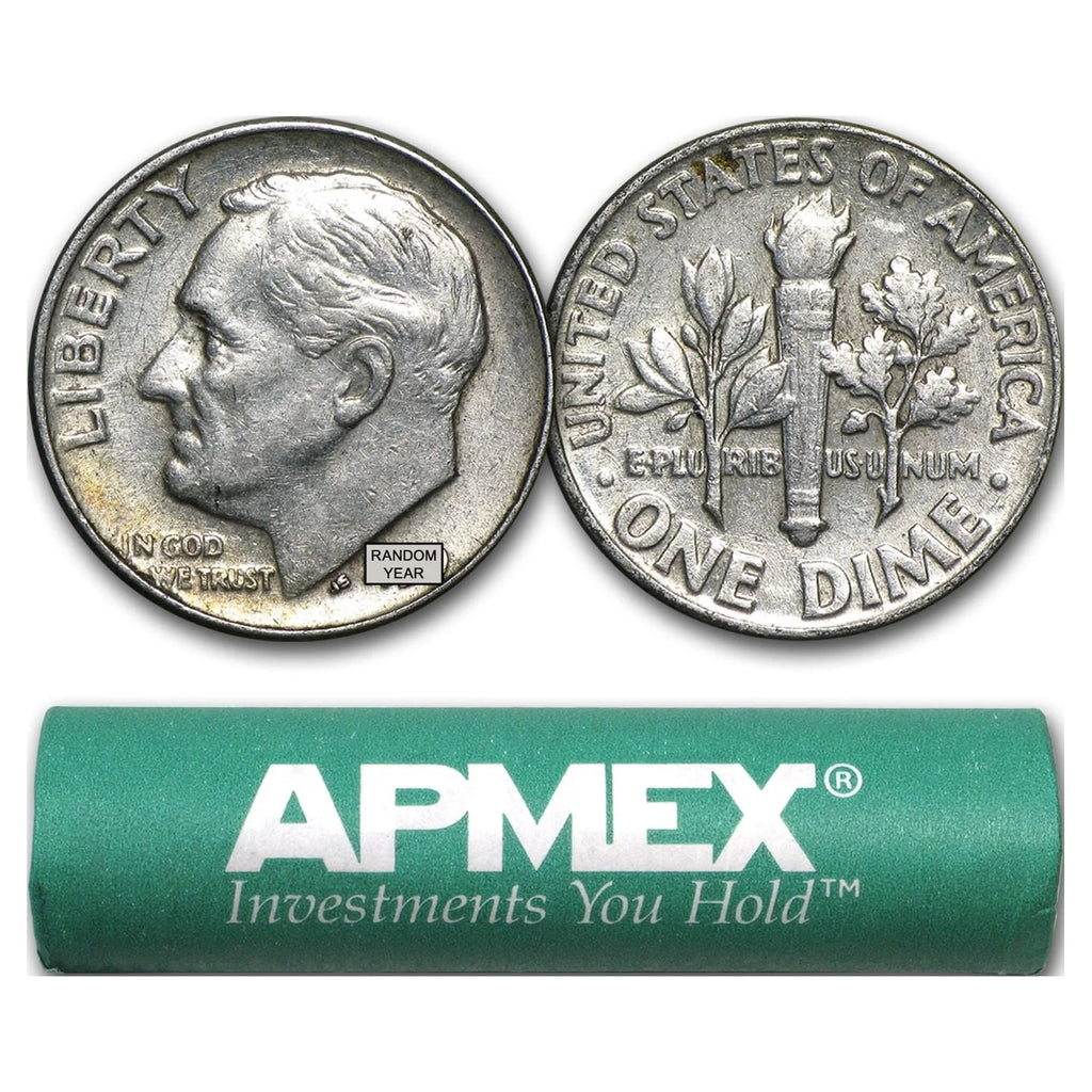 50-Coin Roll 90% Silver Roosevelt Dimes Avg Circ Y215