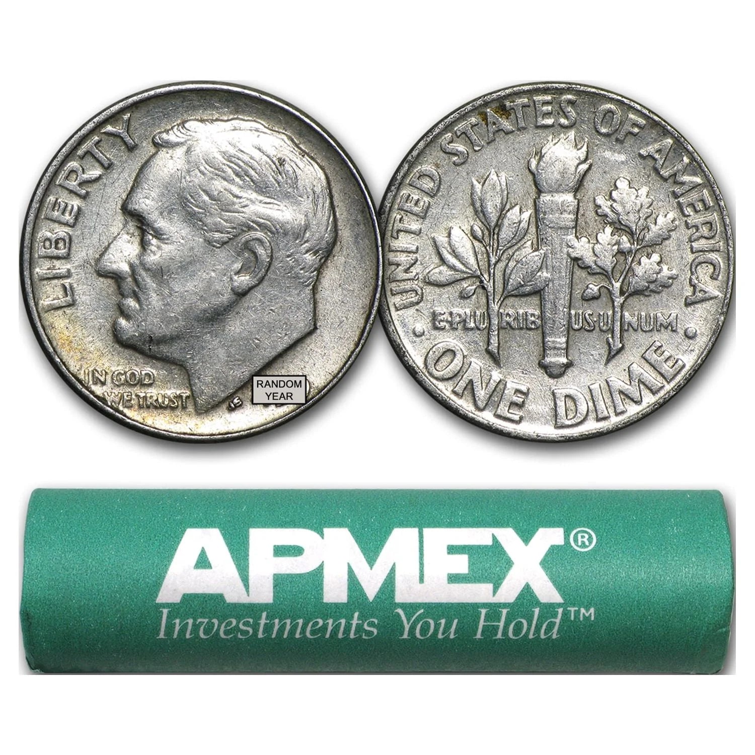 50-Coin Roll 90% Silver Roosevelt Dimes Avg Circ Y215