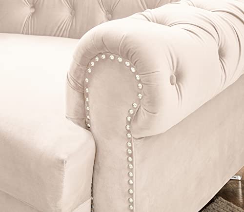 Cream Velvet Semi Circular Sofa Sectional D206720