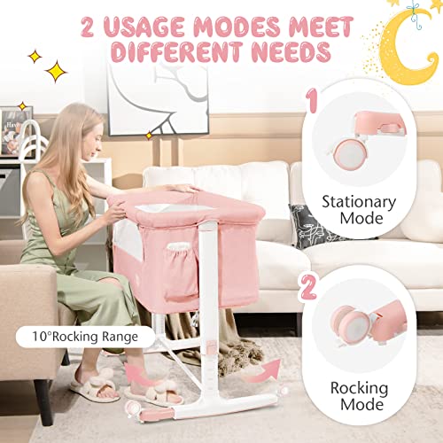 Pink 3 in 1 Folding Bassinet with Mattress I294