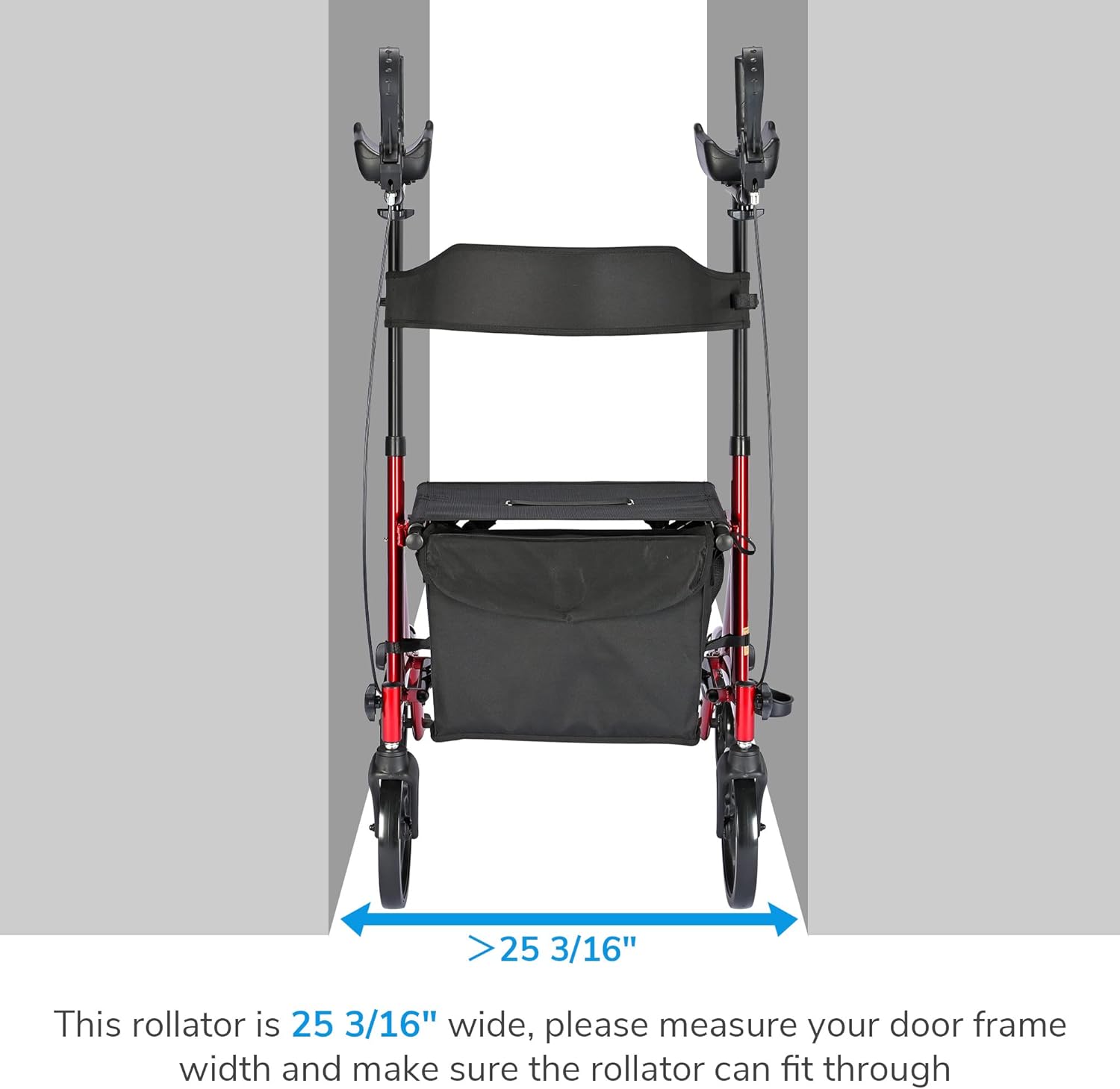 Upright Rollator Walker with Seat 4 Wheels 300 Lbs Z1325
