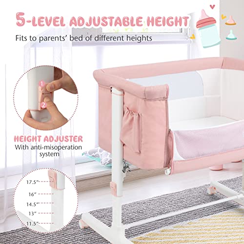Pink 3 in 1 Folding Bassinet with Mattress I294