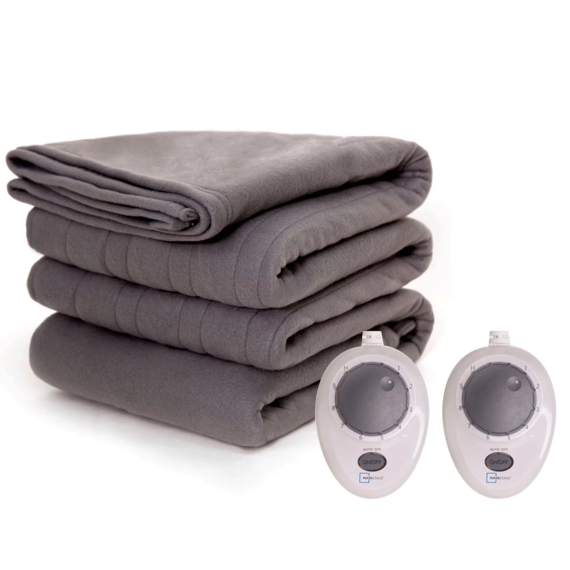 Gray Queen Soft Fleece Electric Heated Blanket, 84" x 90", 2 controllers S612452