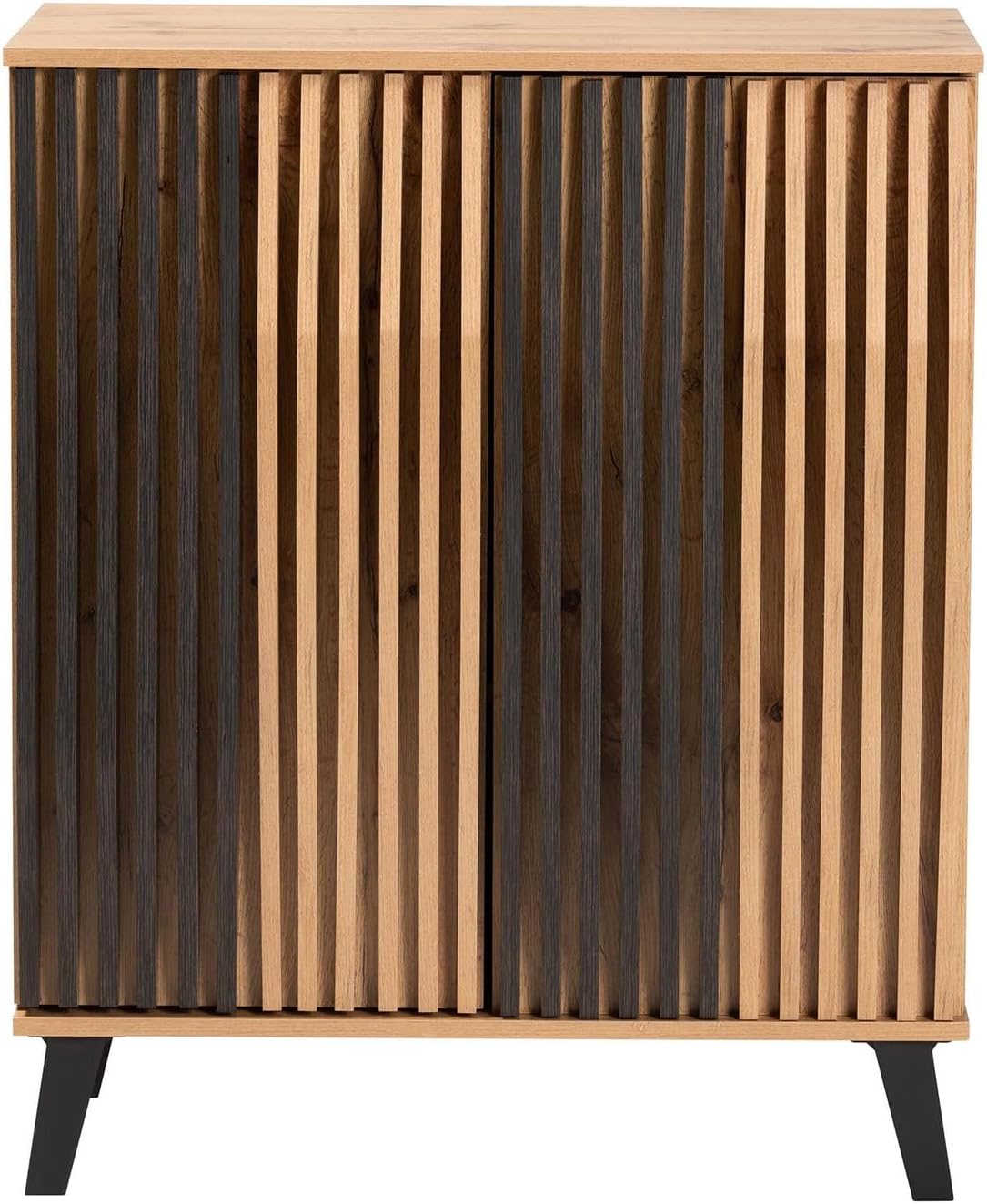 Espresso and Brown Wood 2-Door Storage Cabinet Y288