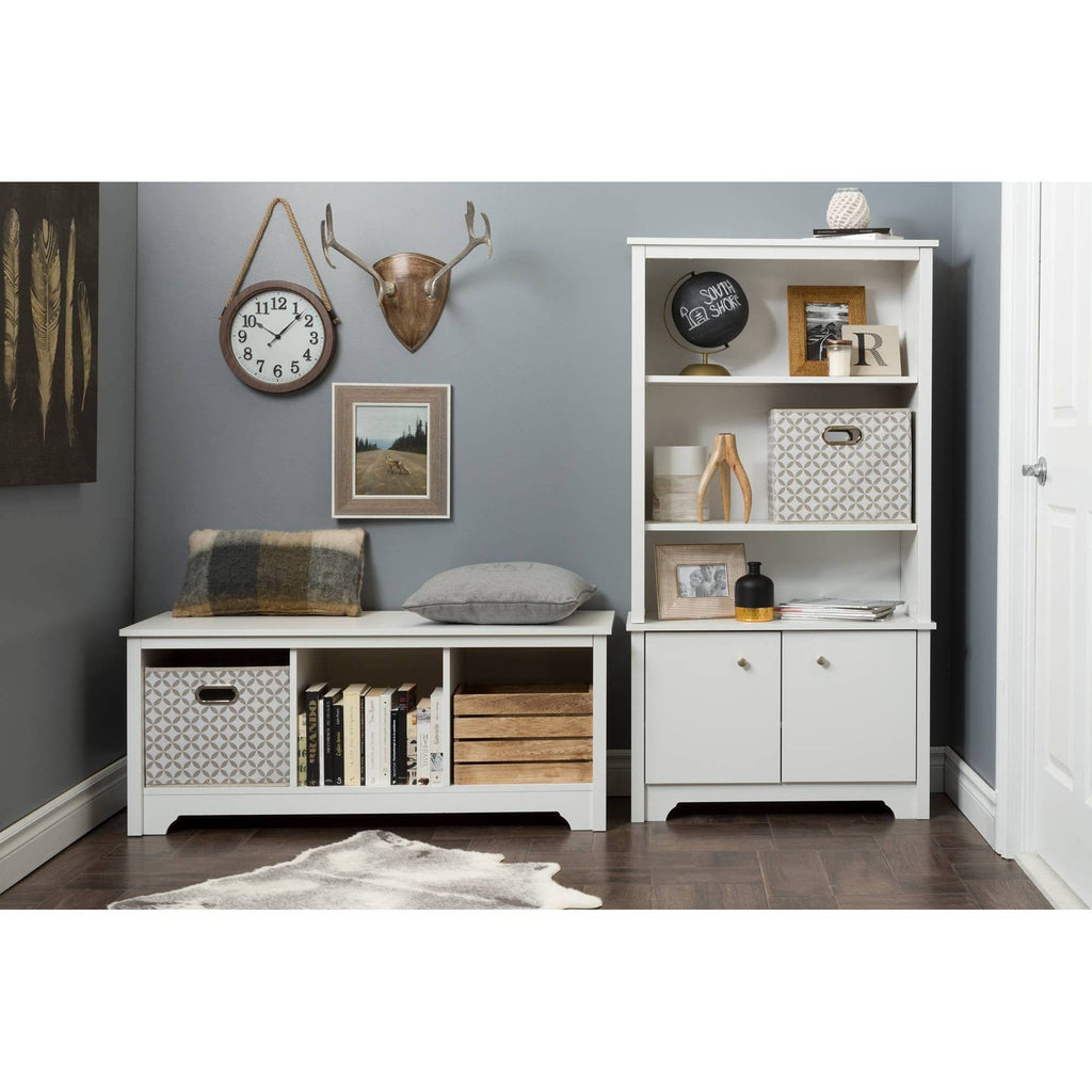 Pure White 3-Shelf Bookcase with Doors H572