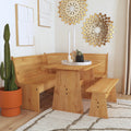 Natural Finish Corner Dining Set with Storage Table and Bench S7617