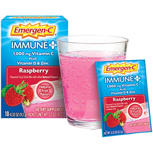 Vitamin C 1000mg Powder with Vitamin D and Zinc, Raspberry Flavor, 0.32 Ounce (Pack of 10) T80588