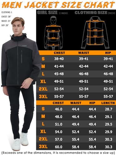 Mens Heated Jacket with Battery Pack 20000mAh Rechargeable Winter Outdoor Work Electric Jacket with Hood A916090