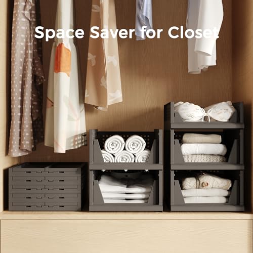 5 Pack Folding Plastic Drawer Basket Storage Box (Grey) W809415