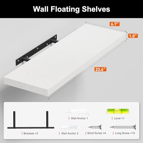 Nature Wood Wall Shelf Set of 3, 16" Wall Mounted Floating Shelf Q43697
