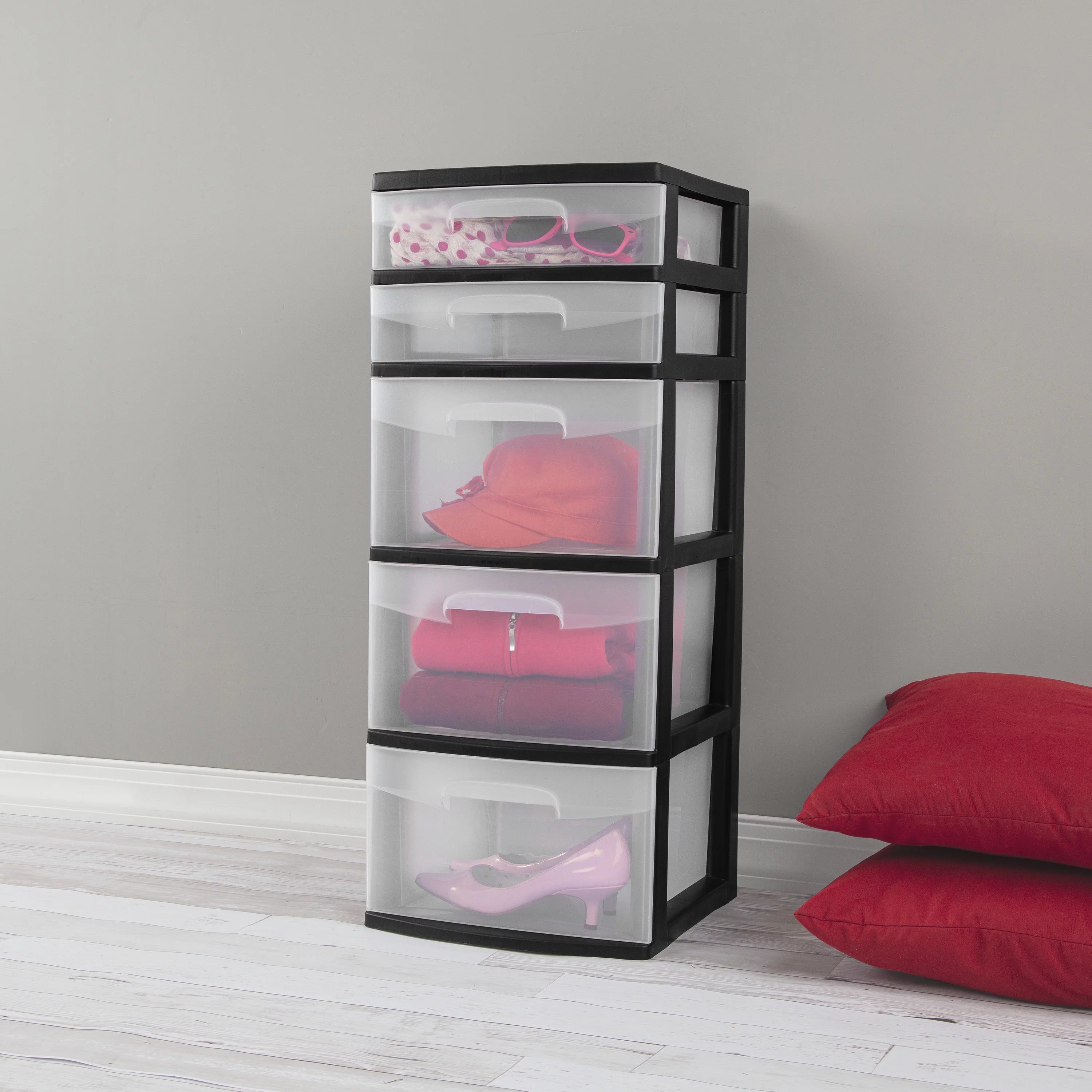 Black Plastic 5-Drawer Tower V308