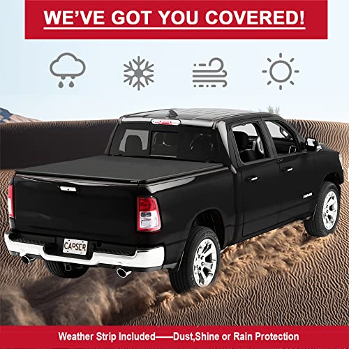 Tri-fold Truck Bed Tonneau Cover Fits 2009-2024 Dodge Ram 1500 Fleetside 5.7ft Bed A2485