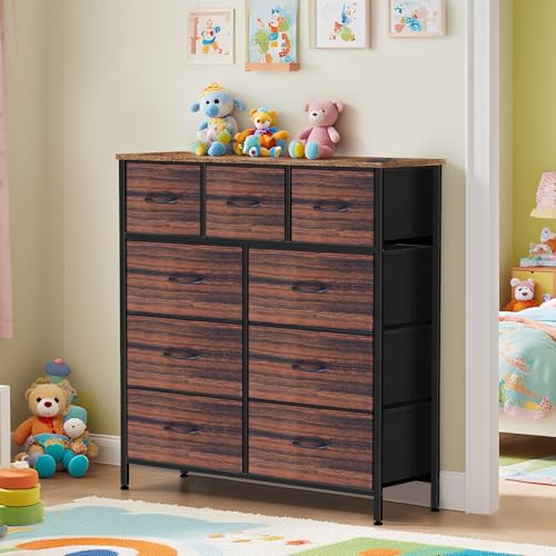 Black 9 Drawer Fabric Dresser V654424