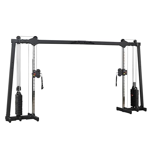 Black Cable Crossover Exercise Machine with Dual Weights Stack H828