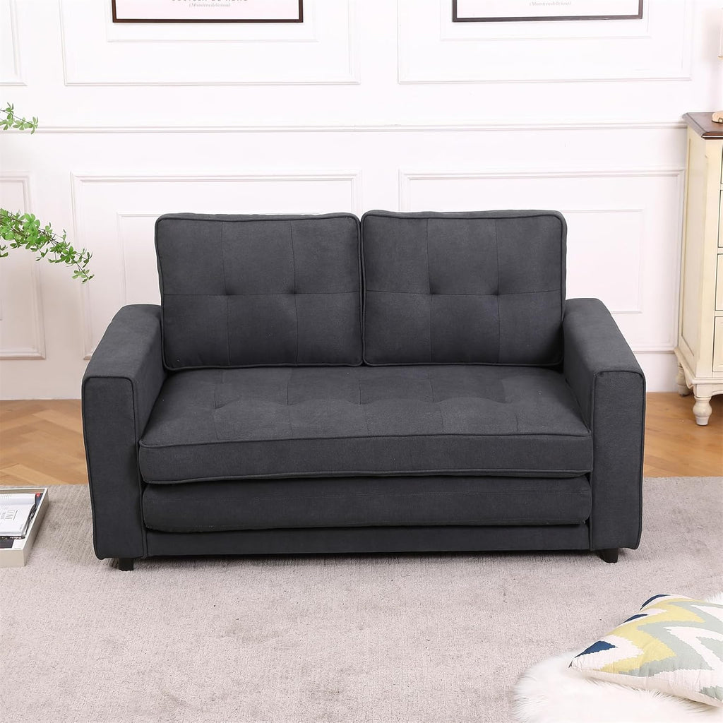 Dark Gray 3 in 1 Folding Sofa Bed with 2 Storage Pockets Q5612