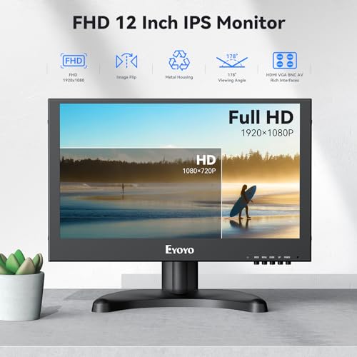 12 inch 1920x1080 IPS LCD Monitor with VGA HDMI BNC AV USB Input Metal Housing R297