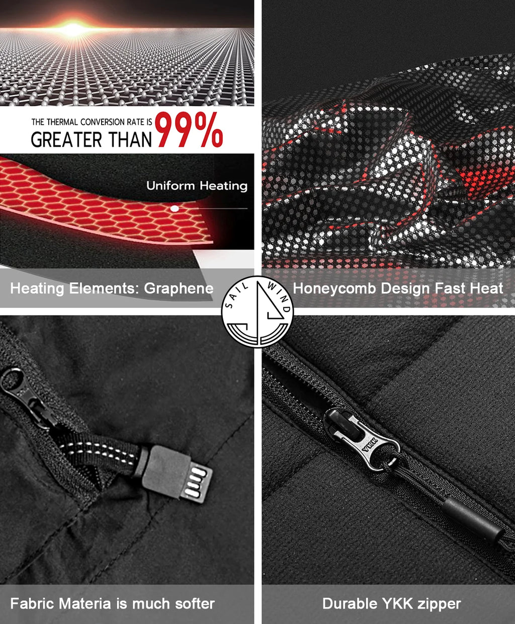 Lightweight Heated Vest with Removable Hood K3053