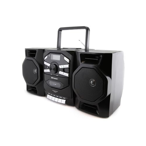 Portable CD Player Boombox with Cassette, AM/FM Radio, AUX, Detachable Speakers O121636