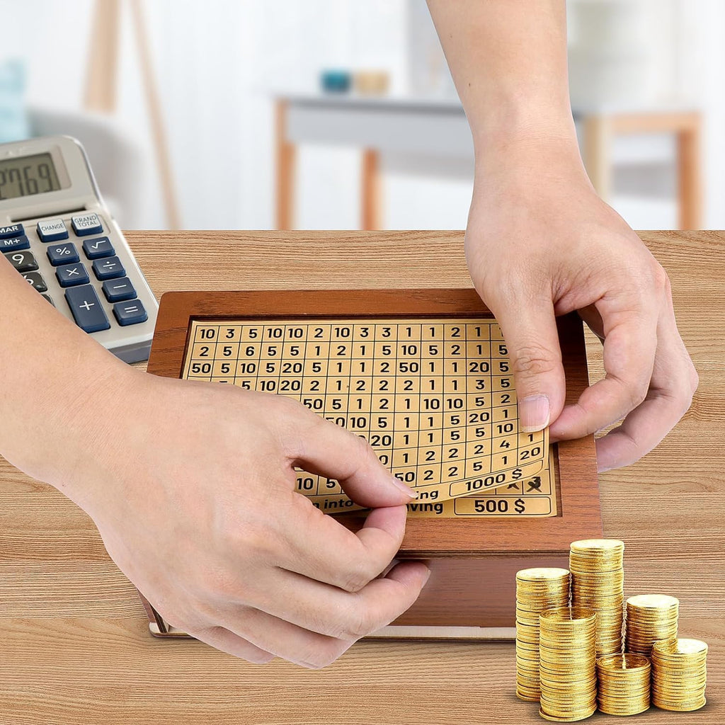 Wooden Savings Box with Coin Counter A4817