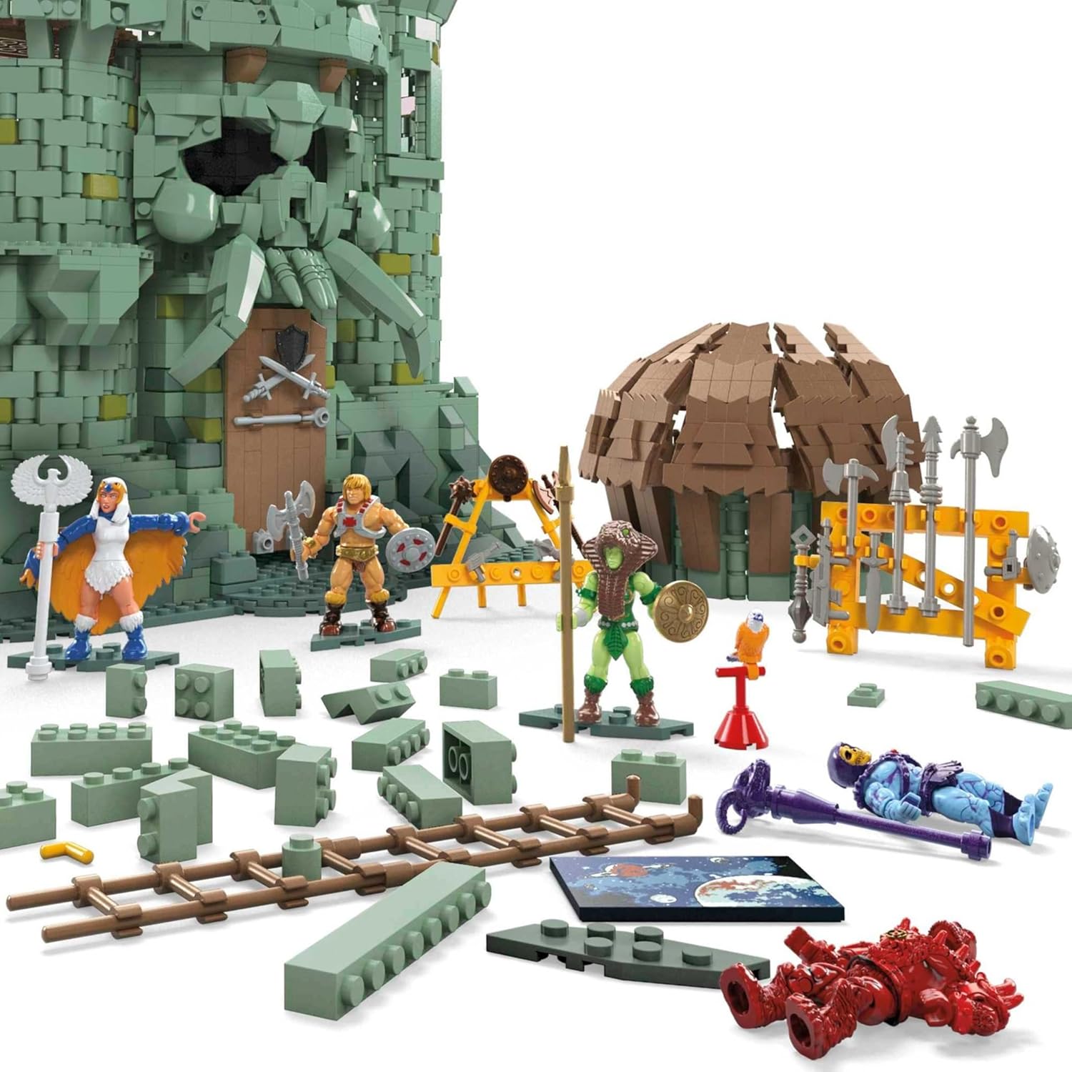 Castle Grayskull Building Set with 3508 Pieces, 6 Poseable Micro Action Figures, 13+ Inches Tall A63172