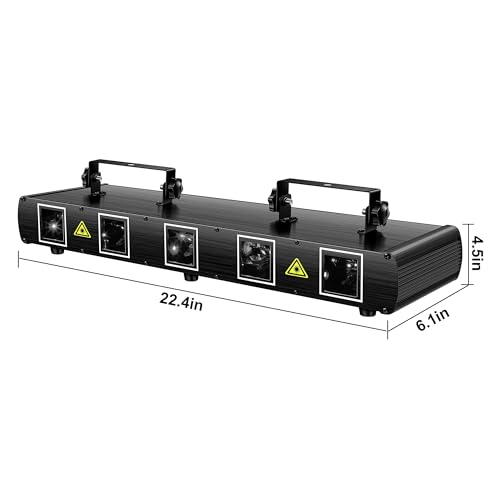 5 Beam Sound Activated DJ Party Lights RGBYC LED Music Projector with Remote Control DMX Q285