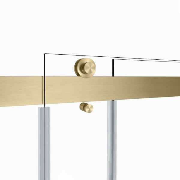 Double Sliding Semi-Frameless Shower Door in Brushed Gold with Clear Glass L217458