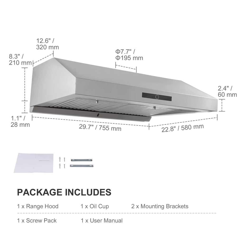 30" Under Cabinet Range Hood Stainless Steel V779345