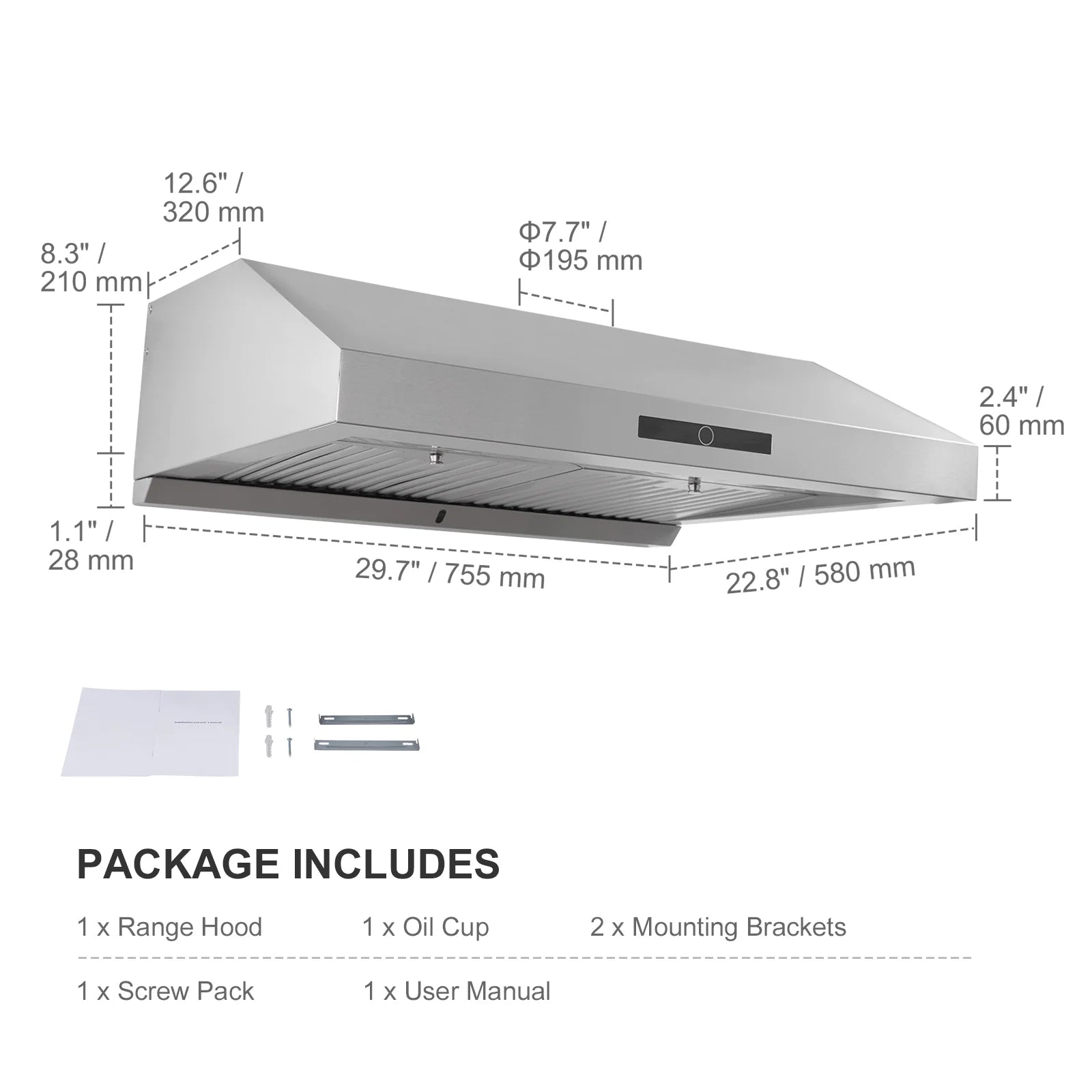 30" Under Cabinet Range Hood Stainless Steel V779345