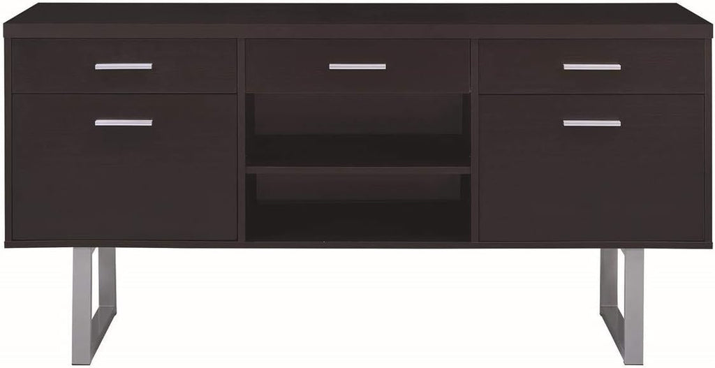 Cappuccino Credenza with Metal Sled Legs R888