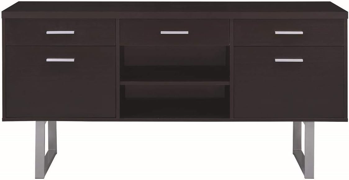 Cappuccino Credenza with Metal Sled Legs R888